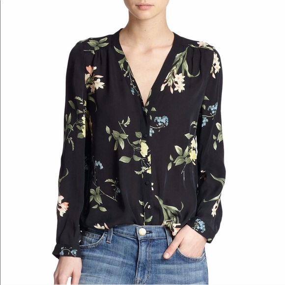 Joie Tops - • Joie • Yvetta Silk Floral Blouse Black XXS